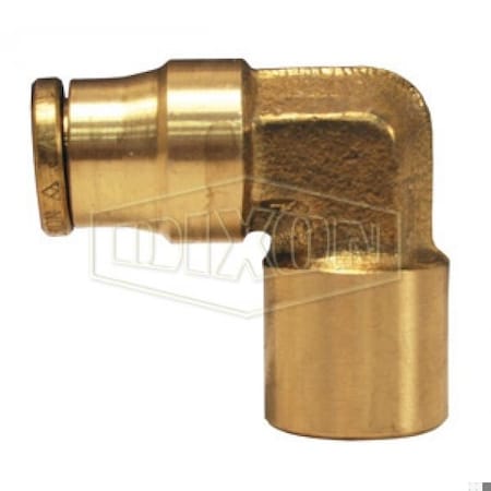 Dixon Push-In Elbow, 1/4 x 3/8 in Nominal, FNPT x Tube, Brass, Domestic 7012X8